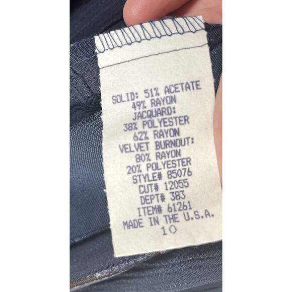 VTG Spencer Alexis Maxi Dress 2 Pc Set Kimono Topper Women 10 Velvet Dark Blue - Picture 11 of 16